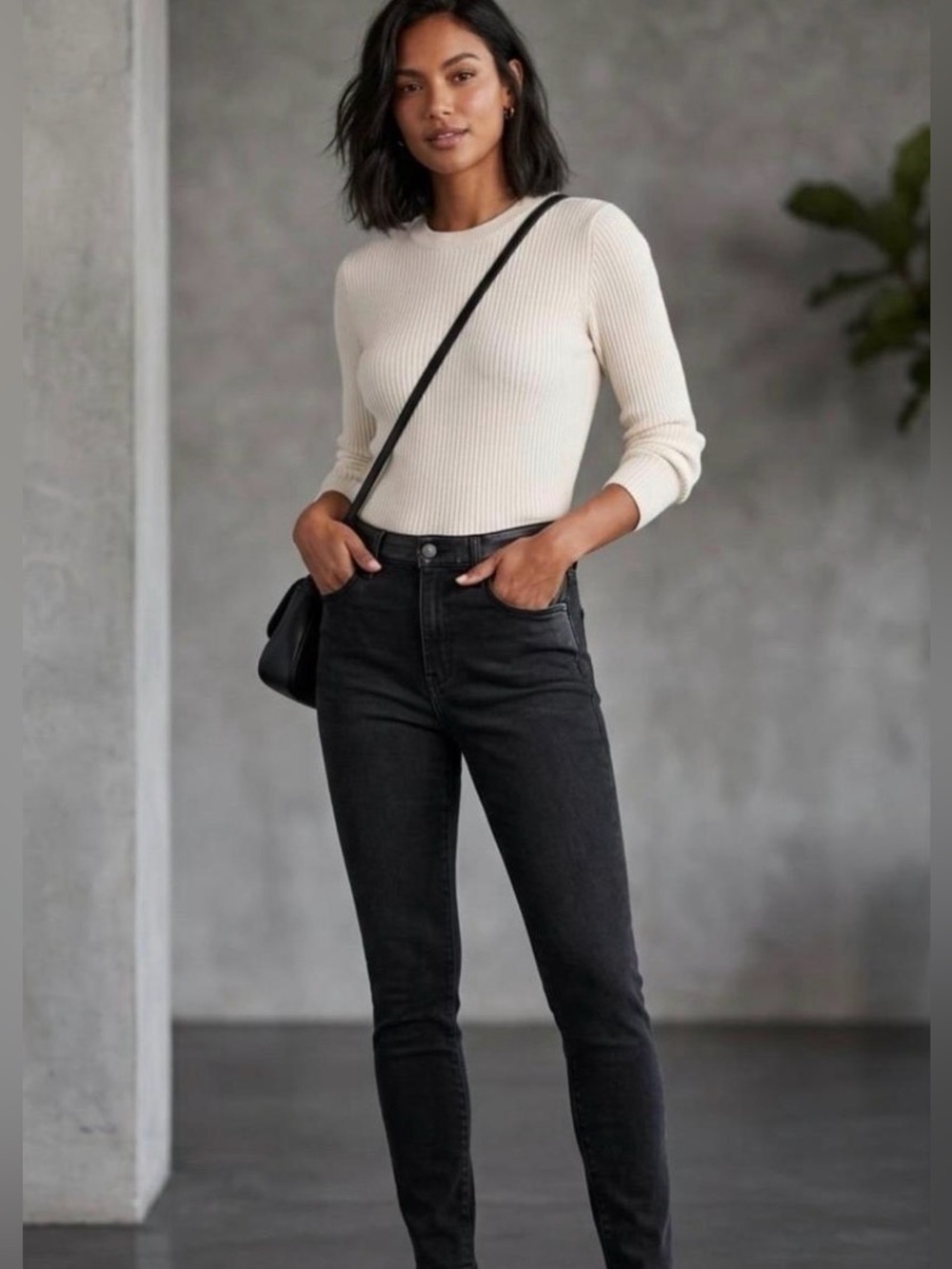Abercrombie and fitch leather and denim super skinny ankle high rise jeans